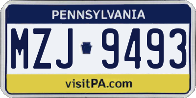 PA license plate MZJ9493