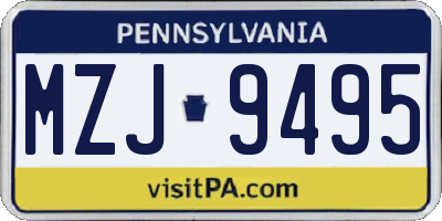 PA license plate MZJ9495