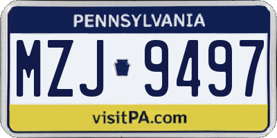 PA license plate MZJ9497