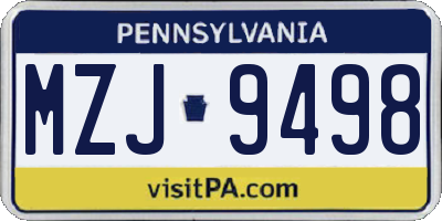 PA license plate MZJ9498