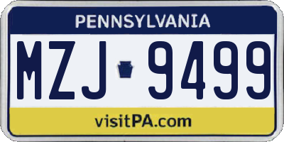 PA license plate MZJ9499