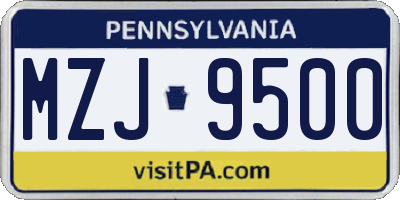 PA license plate MZJ9500