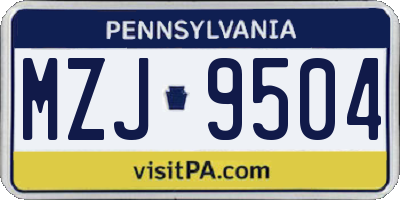 PA license plate MZJ9504