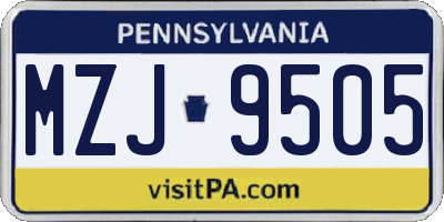 PA license plate MZJ9505