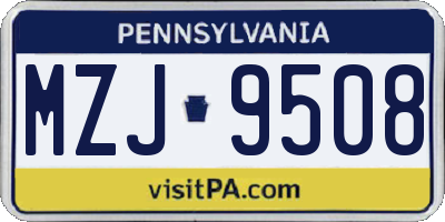 PA license plate MZJ9508