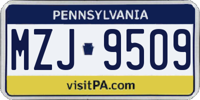 PA license plate MZJ9509