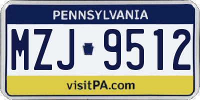 PA license plate MZJ9512