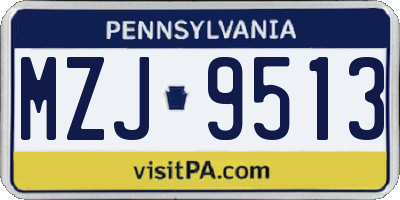 PA license plate MZJ9513
