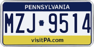 PA license plate MZJ9514