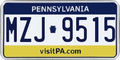 PA license plate MZJ9515