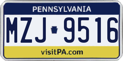 PA license plate MZJ9516