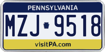 PA license plate MZJ9518