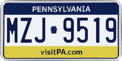 PA license plate MZJ9519