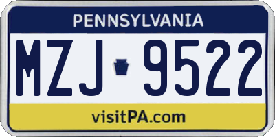 PA license plate MZJ9522
