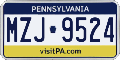 PA license plate MZJ9524