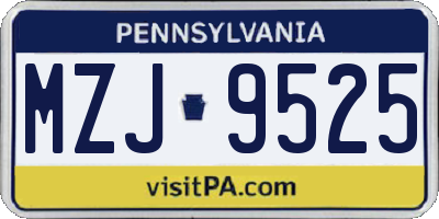 PA license plate MZJ9525