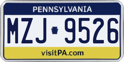 PA license plate MZJ9526