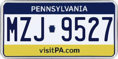 PA license plate MZJ9527
