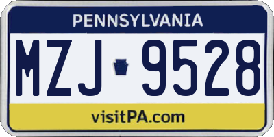 PA license plate MZJ9528