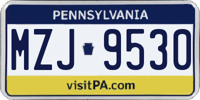 PA license plate MZJ9530