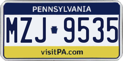 PA license plate MZJ9535