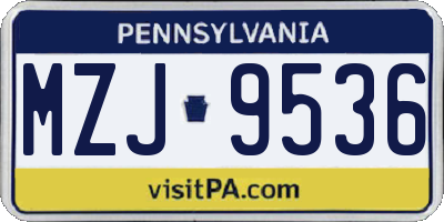PA license plate MZJ9536