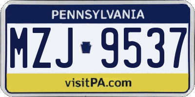 PA license plate MZJ9537