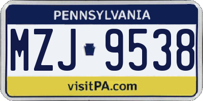 PA license plate MZJ9538