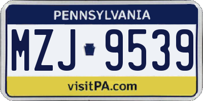 PA license plate MZJ9539