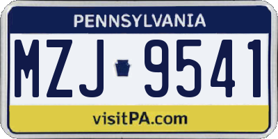 PA license plate MZJ9541