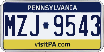 PA license plate MZJ9543