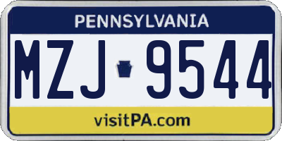 PA license plate MZJ9544