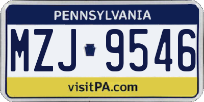 PA license plate MZJ9546
