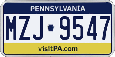 PA license plate MZJ9547
