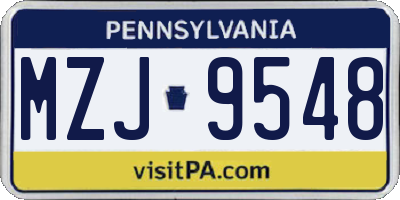 PA license plate MZJ9548