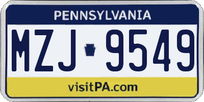 PA license plate MZJ9549