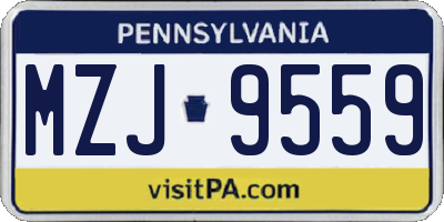 PA license plate MZJ9559