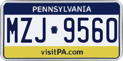 PA license plate MZJ9560
