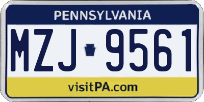 PA license plate MZJ9561