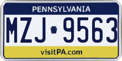 PA license plate MZJ9563
