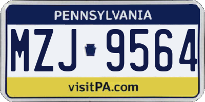 PA license plate MZJ9564