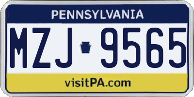PA license plate MZJ9565