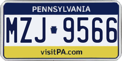 PA license plate MZJ9566