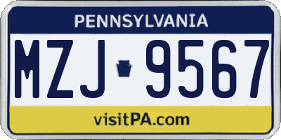 PA license plate MZJ9567