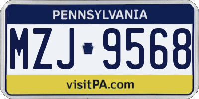 PA license plate MZJ9568