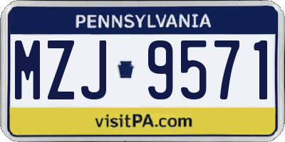 PA license plate MZJ9571