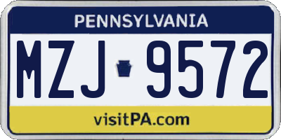 PA license plate MZJ9572