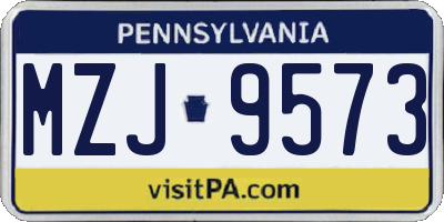 PA license plate MZJ9573