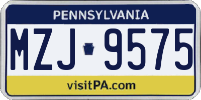 PA license plate MZJ9575