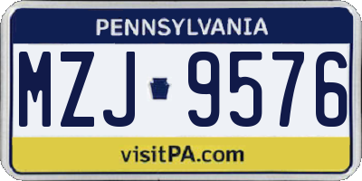 PA license plate MZJ9576